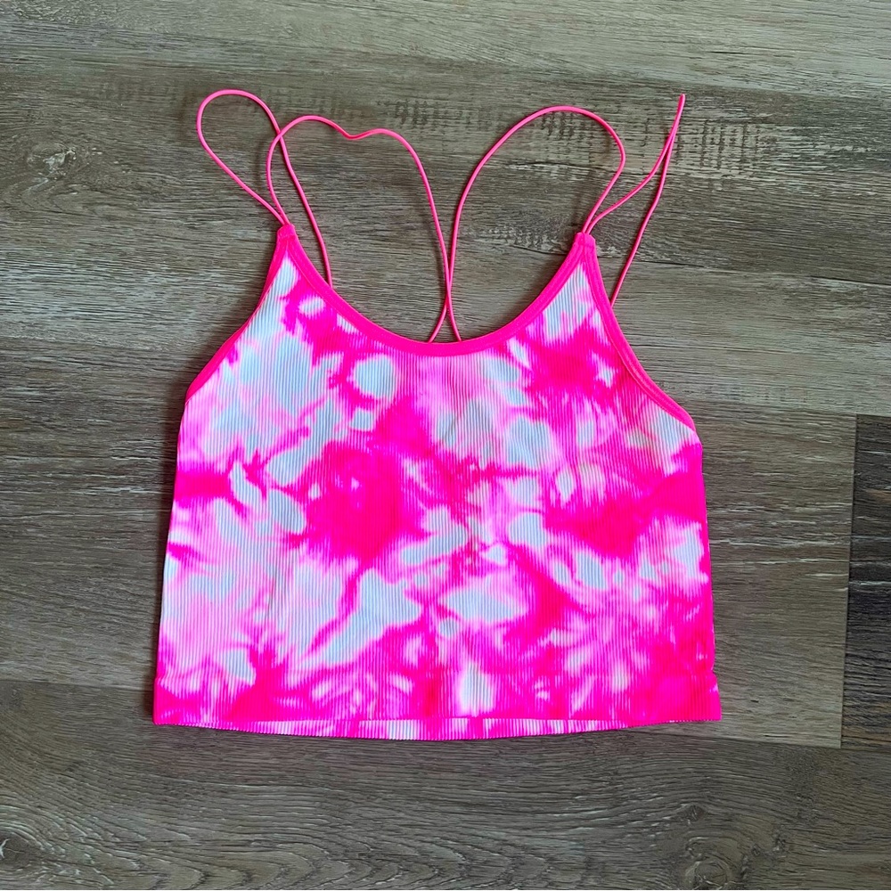 No Boundaries ribbed neon tie dye crop
